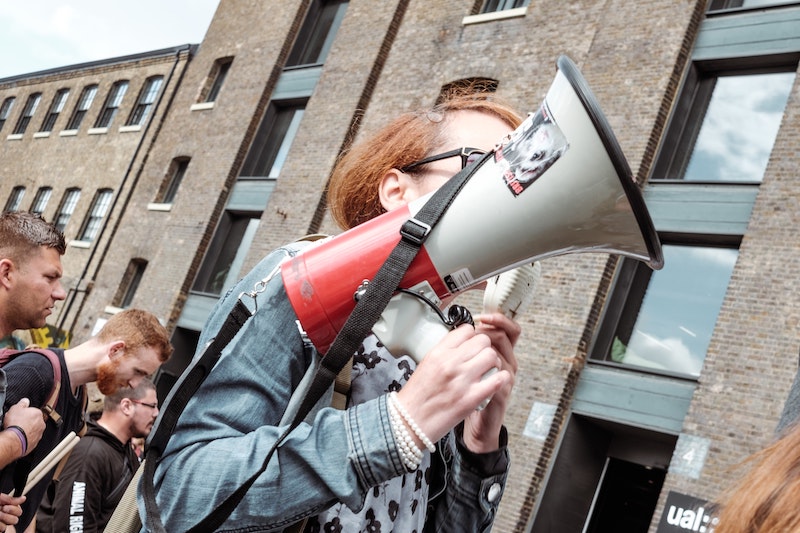 Person with megaphone
